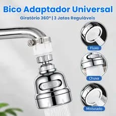 OTIMOA Bico Adaptador de Torneira Universal Giratório 360° 3 Jatos Reguláveis Para Cozinha Envio Local