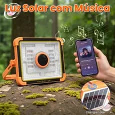 Luz de Festa Portátil Solar com Música e Bluetooth - Água IP66 | Função Power Bank para Acampamento e Emergência