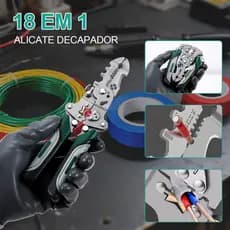Alicate Elétricista 18 em 1 Dobrável, Decapador Automático e Crimpador de Fios Envio Local