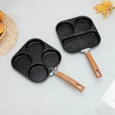 Frigideira Antiaderente 4 Furos para Ovos e Hambúrguer | Chapinha de Café da Manhã com Revestimento de Pedra
