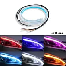 Par de Fita LED DRL Automotiva 60cm 12V Farol Seta Sequencial Start Preenchimento Iluminação Carro