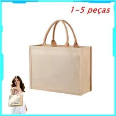Bolsa de praia de tamanho grande de juta, bolsa de tecido de grande capacidade, bolsa de viagem de compras, bolsa de pre