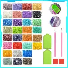 Kit de acessórios para pintura de diamante, diamantes redondos de resina de 30 cores, acessórios para pintura de diamant