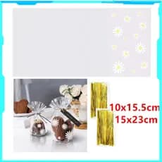Conjunto de 100 peças saco de presente transparente saco de embalagem de biscoito artesanal produto comestível