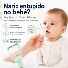 Aspirador Nasal Para Bebê Manual Remove Secreção Nariz Entupido Silicone Macio Fácil Limpar