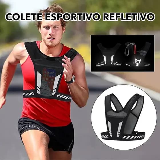 【Pronta Entrega】Colete Corrida Refletivo Suporte Celular Hidratacao Esportes Academia