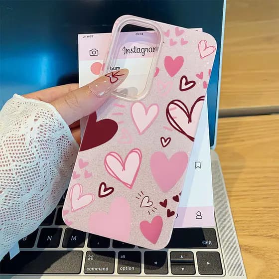 Coração Rosa Capinha Capa Para Samsung Galaxy A03 A05 A15 A16 A17 A34 A36 A56 S20 S21 S23 S34 S25 S26 FE ULTRA Glitter C