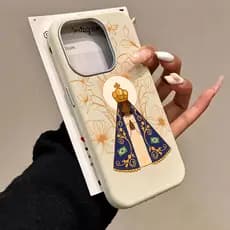 Capinha Capa Dura Maria Oração Para IPhone 13 11 12 16 15 14 17 Ar Normal Plus Pro Max Caso De Telefone De Couro Falso