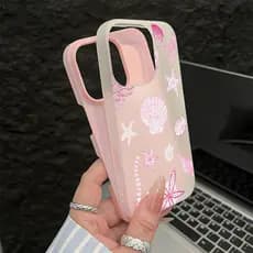 Jelly 2 Em 1 Capa Capinha Silicone Estrela Do Mar Vieiras Para IPhone 13 11 12 14 15 16 17 16e Normal Pro Max Ar Macaron