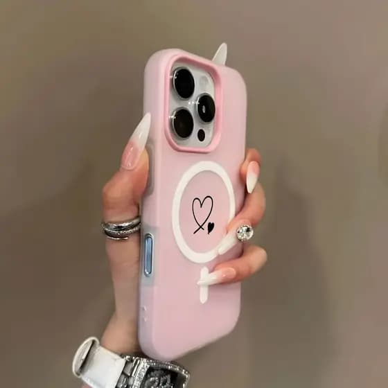 Capa Magnética Oca De Gelatina De Coração Capinha Anti-impacto Para IPhone 11 12 13 14 15 16 Normal Pro Max De Telefone