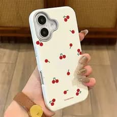 Capinha Capa Cour Ins Cereja Para IPhone 13 11 12 16 15 14 17 Ar Normal Pro Max De Telefone De Couro Falso