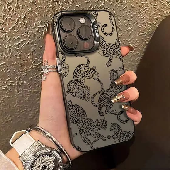 Leopardo IMD Capinha Para IPhone 17 13 12 11 Normal X XR XS 8 7 15 14 16 PRO MAX PLUS Ar Silicone Capa De Telefone