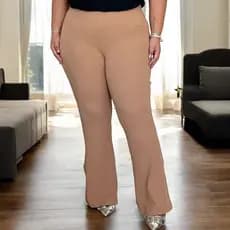Calça Plus Size Feminina Flare crepe de malha  Confortável Grossa 44 ao 54 GG G1 G2 G3