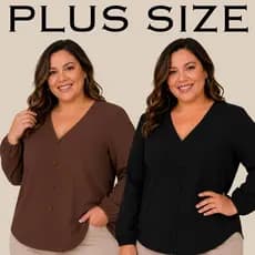 Blusa Manga Longa Plus Size Duna Social Chic Feminina frio inverno GG G1 G2 G3