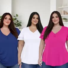 Blusa plus size feminina manga curta batinha dia a dia e casual GG G1 G2 G3
