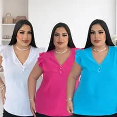 Blusa femininas plus szie soltinha confortavel elegante manga curta tecido macio GG G1 G2 G3 44 A 54