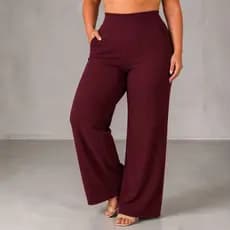 Calça pantalona plus size feminina zero transparencia wide leg soltinha 44 ao 54
