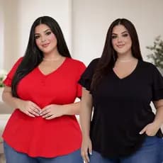 Blusa feminina plus size batinha leve dia dia verão manga curta batinha GG G1 G2 G3 ATE 54