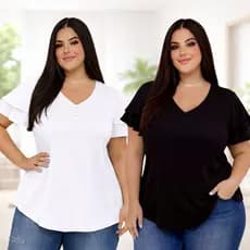 Blusas plus size feminina soltinha duna fresquinha leve dia dia botoes manga curta