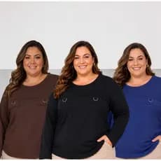 Blusa Manga Longa Inverno Quentinha Estilosa Tecido Lanzinha GG G1 G2 G3