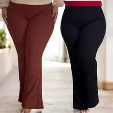 Calça plus size feminina flare bailarina tecido grosso tamanho grande 44 46 48 50 52 54