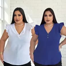 Blusas femininas modinha plus size batinha confortavel dia a dia trabalho 44 46 48 50 52 54