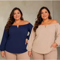 Blusa Plus Size Ciganinha Elegante Manga Longa Inverno Luxo GG G1 G2 G3