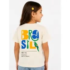 Camiseta Infantil unissex BRASIL menina e menino Estampas BRASIL 2026 Estampas 2026 Algodão Premium varias cores