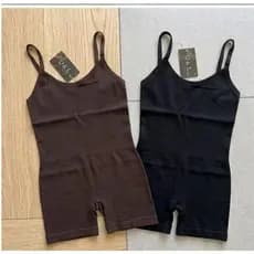 Macaquinho Canelado Feminino Fitness Poliamida/elastano  Veste 36 ao 44