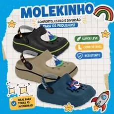 Sandália Babuche Molekinho Original Leve Confortável Ideal Para o Dia a Dia