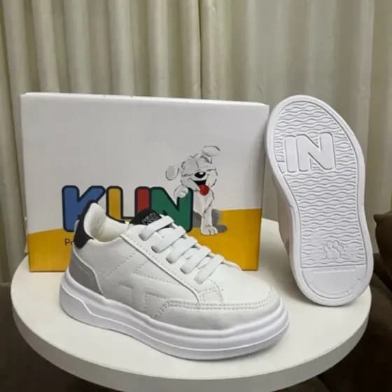Tênis Infantil Klin Casual Branco Confortável Leve Antiderrapante Dia a Dia Menino