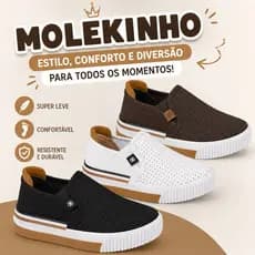 Sapatênis Infantil Molekinho Original Menino Slip On Casual Confortável Leve Antiderrapante Dia a Dia Escolar