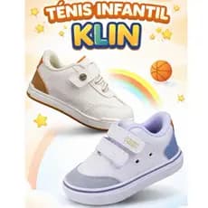 Tênis Infantil Klin Masculino Casual Branco com Velcro | Confortável, Leve e Antiderrapante para Dia a Dia kkkk