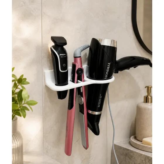Suporte De Parede Para Secador Chapinha Babyliss Escova Organizador Banheiro Quarto