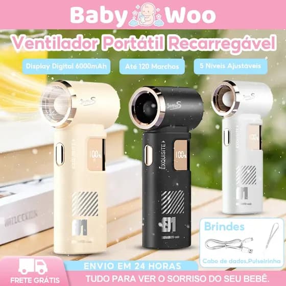 Ventilador Portátil Mini Baixo Consumo 6000mAh Refrigeração  Display Digital Ventilador USB Recarregável