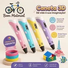 Caneta 3D Impressora Manual Infantil e Adulto Com 3 Filamentos Incluso 3D DIY Refil Filamento Plástico Seguro
