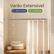 SEM FUROS Varão De Cortina Extensível Ajustável Universal Para Caixa Banheiro Multiuso