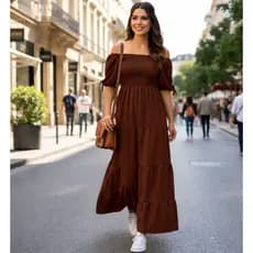 Vestido Longo Feminino Vestido Lisa Liso Duna  Casual Fiesta Casamento Com Manga  Curta Com Elastes Tomara Evangélica