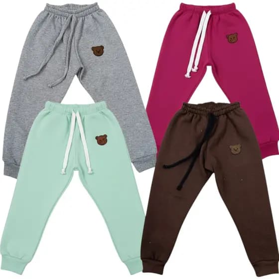 Kit 4 Calça Infantil Minina Moletom Moletinho  Flanelado 2 A 12 Anos Feminina Inverno Quentinha e Confortável 2 Cabos
