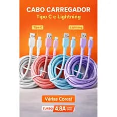 Cabo para iPhone x/11/12/13/14/15/16/17 cabo para Android cabo tipo c cabo Lightning cabo para celular carregador turbo