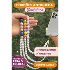 Cordão de celular feminino antiqueda cordão perolado cordão antiperda para celular acessório celular