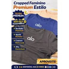 Cropped camiseta Feminina Manga Curta Premium Estilo Fitness Suplex Poliamida | Blusa Ajustada Academia Moda Verão