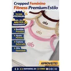 Cropped Feminino Alcinha Fitness Premium Suplex Poliamida | Top Ajustado Academia Não Transparente
