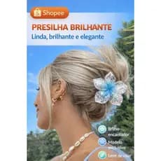 Presilha de Cabelo Feminina Flor Brilhante Luxo – Elegante e Leve