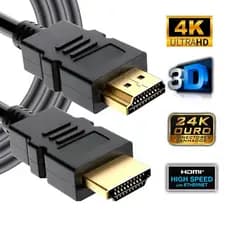 Cabo Hdmi Blindado Ultra Hd 4k 3D Velocidade 1.4 Conector Banhado a Ouro  PlusCable 3 Metros
