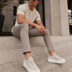 Tênis Knit Casual Masculino Confortável Leve Solado Alto