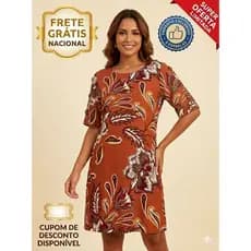 Vestido Feminino Curto Viscose Premium Estampado Soltinho Casual Outono Luxo Moda Blogueira Tendência