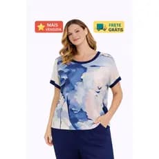 Blusa feminina estampada elegante manga curta tecido leve confortável moda casual chic premium