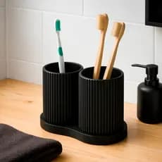 Kit Porta Escovas de Dente Duplo com Design Moderno e Elegante para Banheiro Organizado