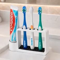 Suporte para Escovas de Dente e Creme Dental 3 em 1 Bancada Com Dispenser de Água Facil de Limpar Design Moderno E Luxo
